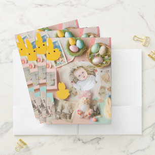 Cute Modern Easter collage scrapbook photo Pocket Folder