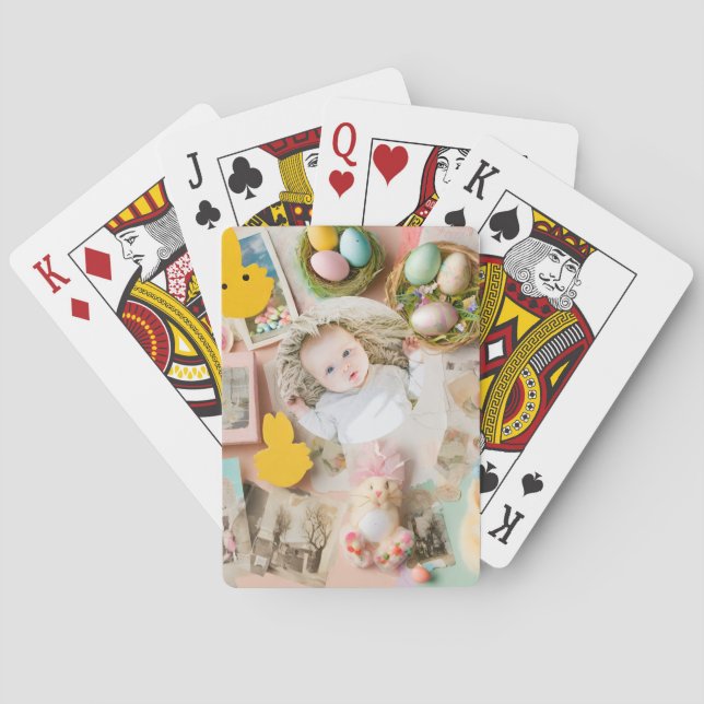 Cute Modern Easter collage scrapbook photo  Poker Cards (Back)