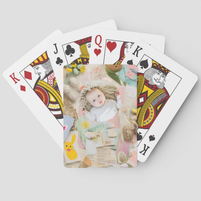Cute Modern Easter collage scrapbook photo  Poker Cards (Back)
