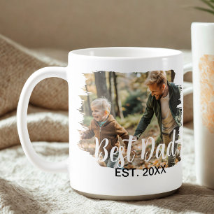 Cute Modern Elegant Dad Personalized 2 Photo Coffee Mug