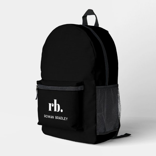 Cute Modern Elegant  Monogram Printed Backpack (Back Corner Right)