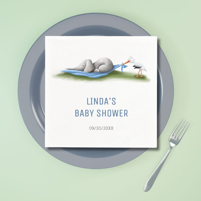 Cute Modern Elephant Boy Baby Shower Napkins (Creator Uploaded)