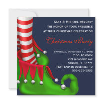 Cute Modern Elf Shoe Christmas Party Invitation