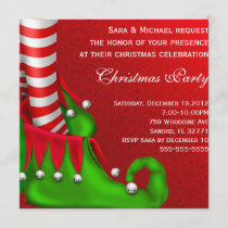 Cute Modern Elf Shoe Christmas Party Invitation