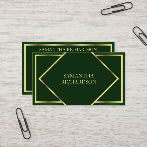 Cute Modern Emerald Green And Gold Professional Business Card