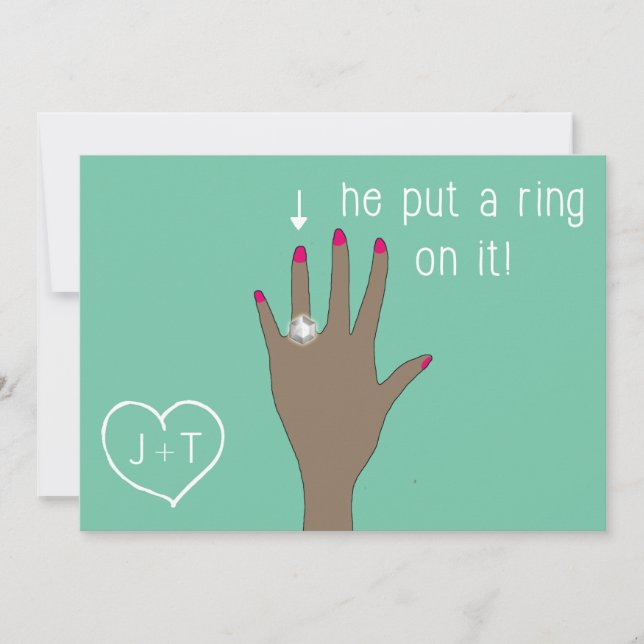 Cute Modern Engagement Announcements (Front)
