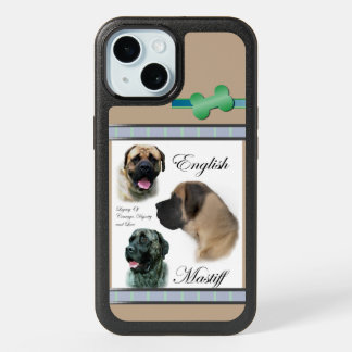 Cute Modern English Mastiff Dog Art iPhone 15 Case