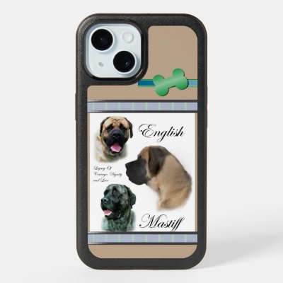 Cute Modern English Mastiff Dog Art iPhone 15 Case
