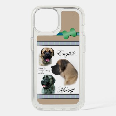 Cute Modern English Mastiff Dog Art iPhone 15 Case