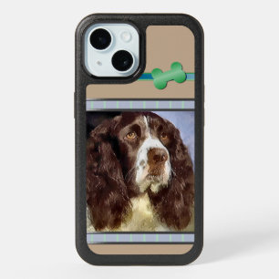 Cute Modern English Springer Spaniel Dog Art iPhone 15 Case