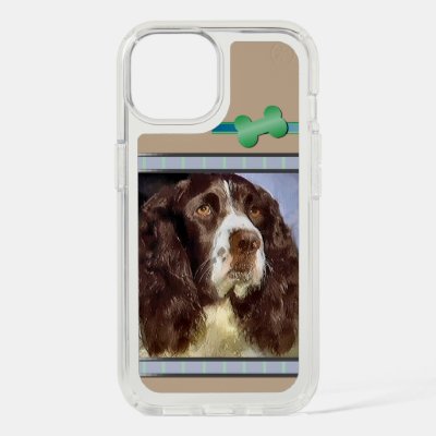 Cute Modern English Springer Spaniel Dog Art iPhone 15 Case