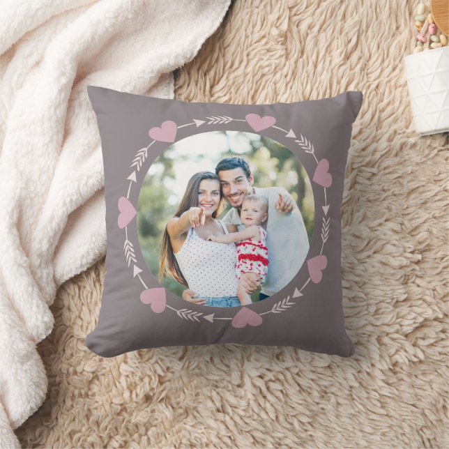 Cute Modern FAMILY Photo Throw Pillow (Blanket)