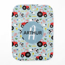 Cute Modern Farm Animal Tractor Pattern Name Baby Burp Cloth Cute Modern Farm Animal Tractor Pattern Name Baby Burp Cloth