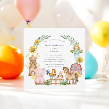 Cute modern farmyard kids birthday
