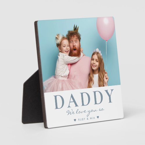 Cute Modern Fathers Day Custom Text and Photo Plaque