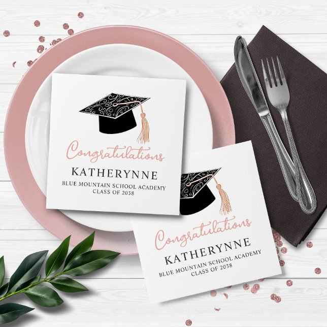 Cute Modern Feminine Graduation Party Napkins (Cute Modern Feminine Graduation Party Napkins)