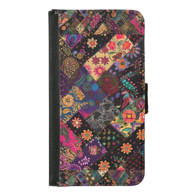 Cute Modern Floral Fun Boho Design Samsung Galaxy Wallet Case (Front)