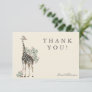 Cute Modern Floral Giraffe Simple Baby Shower Name Thank You Card