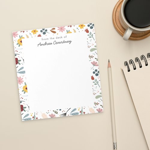Cute Modern Floral Pattern From the desk of Notepad