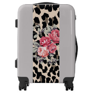 Cute Modern Flowers On Leopard Print Luggage