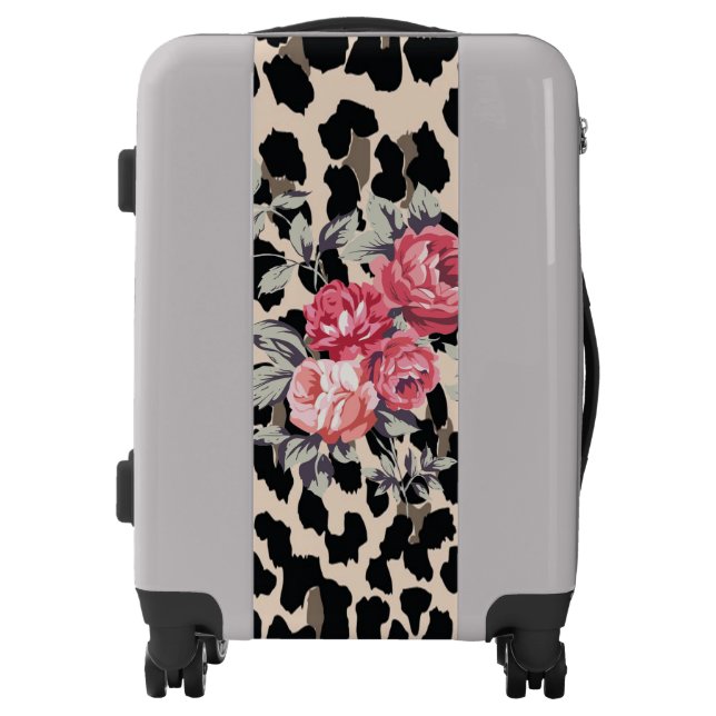 Cute  Modern Flowers On Leopard Print Luggage (Front)