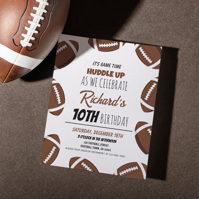 Cute Modern Football Budget Birthday Invitation (Creator Uploaded)