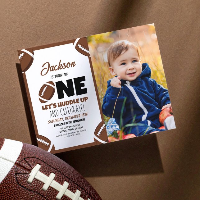 Cute Modern Football Budget Photo 1st Birthday (Creator Uploaded)