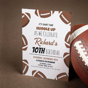 Cute Modern Football Sports Kids Birthday Invitation