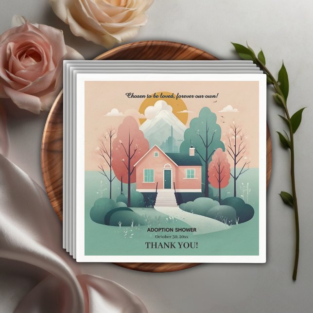 Cute Modern Forever Home Adoption Foster Shower In Napkins (Creator Uploaded)
