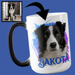 Cute Modern & Fun Blue Border Collie Dog Photo Color Morph Mug