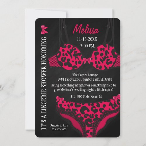 Cute Modern Fun Lingerie Bridal Shower Invite