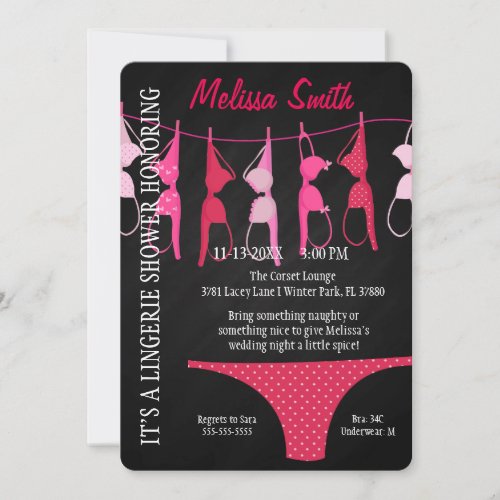 Cute Modern Fun Lingerie Bridal Shower Invite