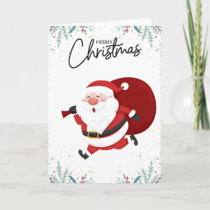 Cute Modern Funny Comic Merry Christmas Festive Card