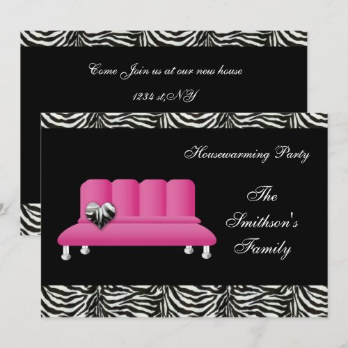 chic pink sofa , party Invitation