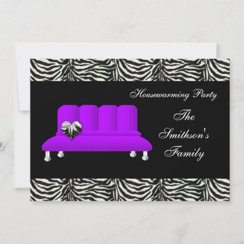 chic purple sofa , party Invitation