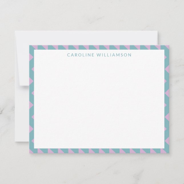 Cute Modern Geometric Pastel Blue Personalized  Note Card (Front)