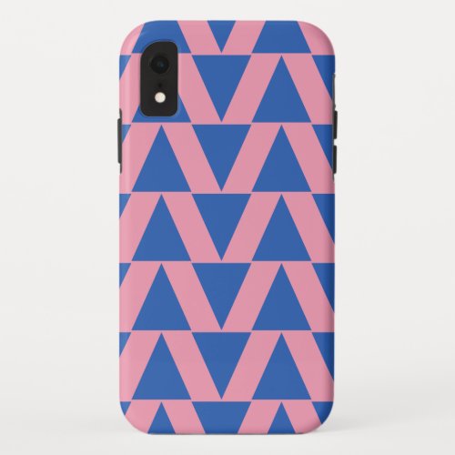 Cute Modern Geometric Pattern Pink Cobalt Blue iPhone XR Case