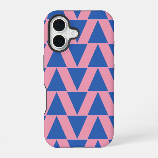 Cute Modern Geometric Pattern Pink Cobalt Blue Iphone Case (Back)