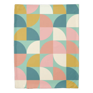 Cute Modern Geometric Shapes Pattern in Teal Green Duvet Cover