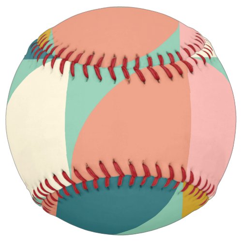 Cute Modern Geometric Shapes Pattern in Teal Green Softball