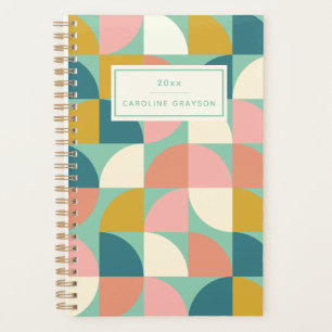 Cute Modern Geometric Shapes Teal Personalized Planner