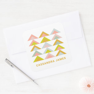 Cute Modern Geometric Triangles in Pastel Colors Square Sticker