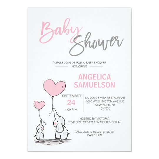 Cute Modern Pink Mommy Elephant Baby Shower Invitation Cute Modern Pink Mommy Elephant Baby Shower Invitation Zazzle