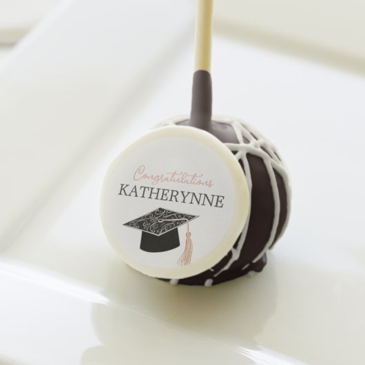 Cute Modern Girly Graduation Party Cake Pops (Front Insitu)