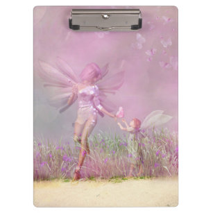 Cute Modern Girly Pink Butterfly Fairies Clipboard