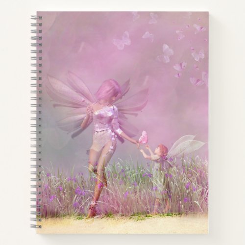 Cute Modern Girly Pink Butterfly Fairies Notebook