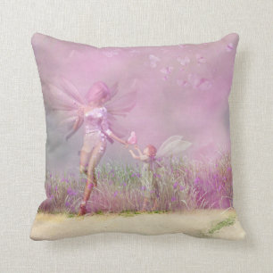 Cute Modern Girly Pink Butterfly Fairies Throw Pillow