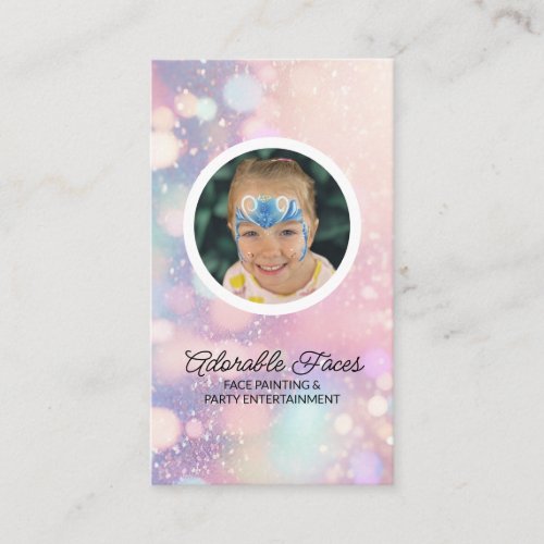 Cute Modern Glitter Face Painter Photo Business Card