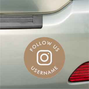 Cute modern gold custom instagram social media car magnet