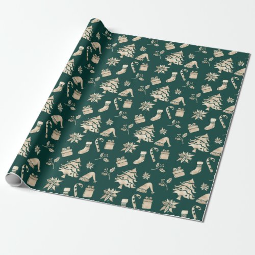 Cute Modern Gold Merry Christmas Pattern  Wrapping Paper